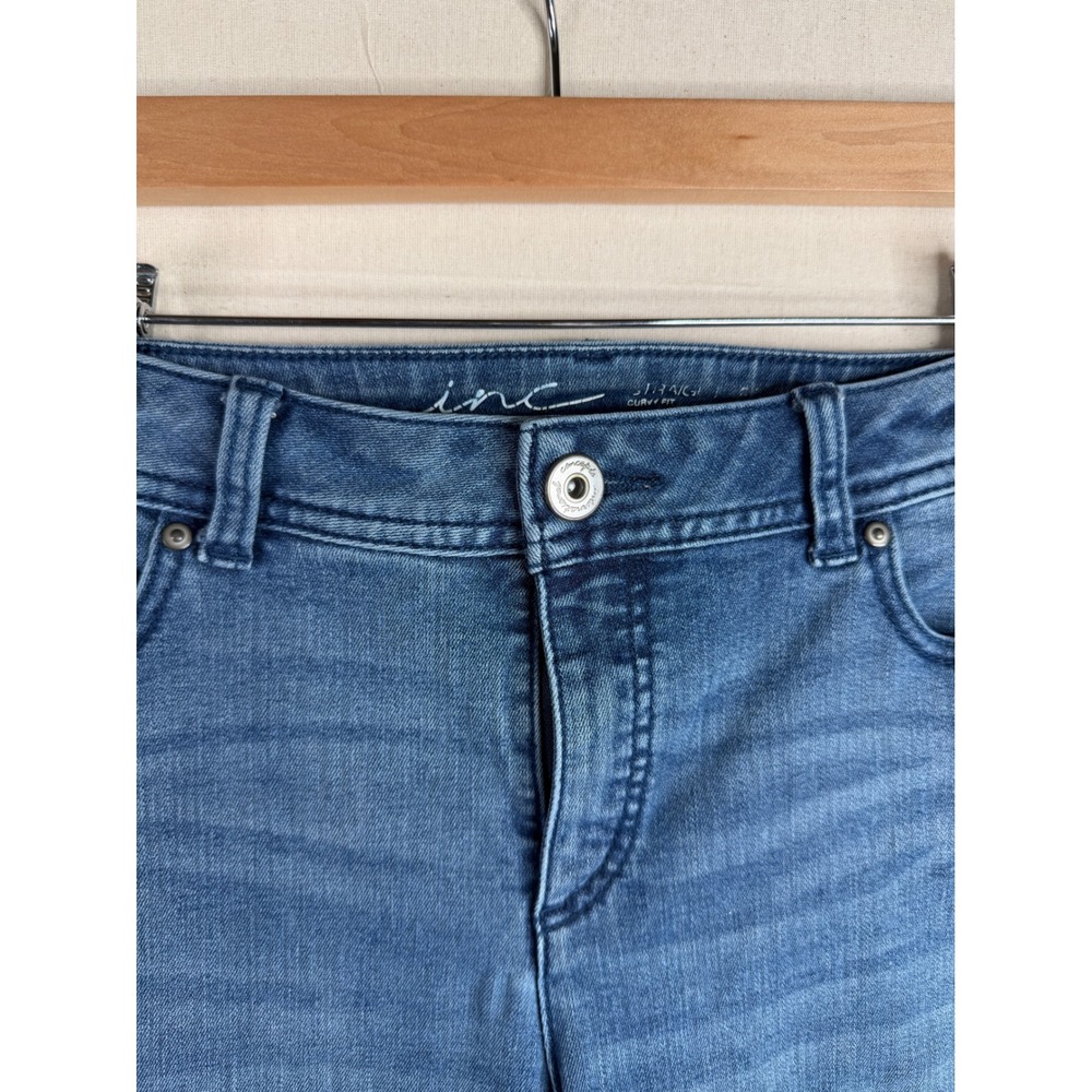 INC Denim Women's Straight Leg Curvy Fit Jeans size 8 Blue Denim - Picture 5 of 12